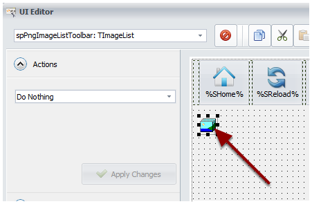 Choose the default image list (here spPngImageListToolbar) and double-click on it