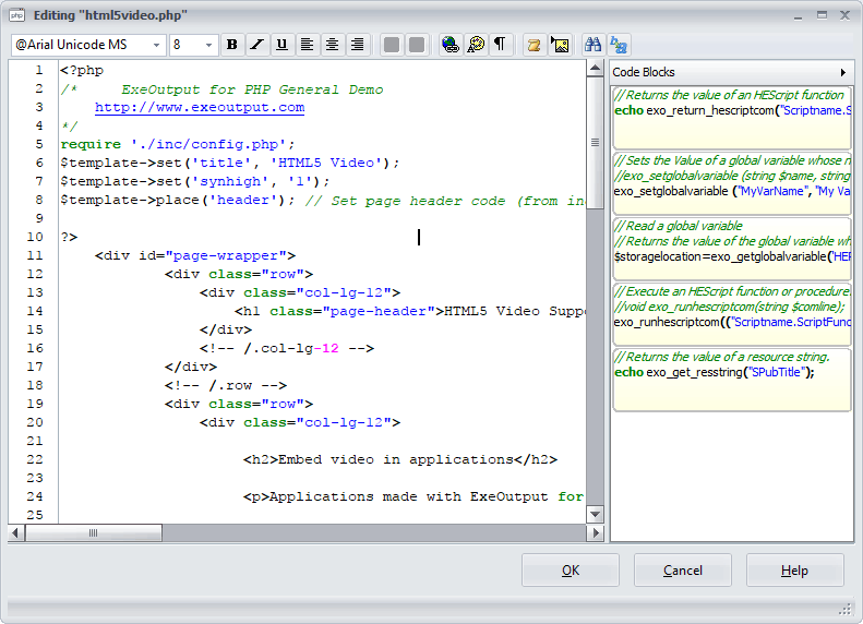 Internal HTML Editor