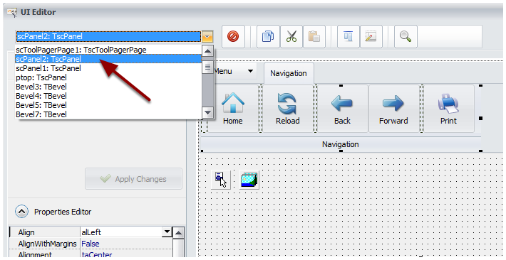 Select the original toolbar named "scPanel2":